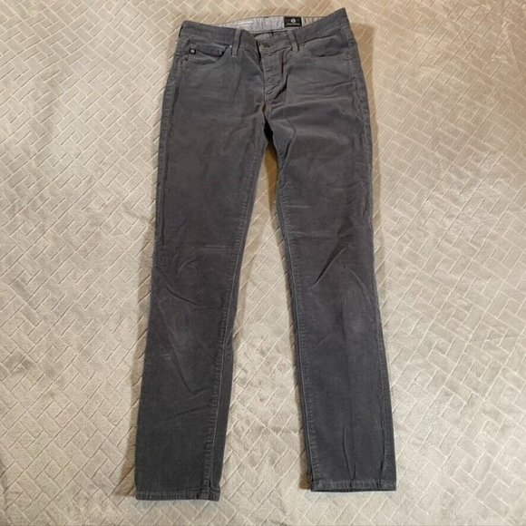 Ag Adriano Goldschmied Denim - Adriano Goldschmied Womens 27 Corduroy Jeans Gray Stevie Slim Straight Ankle